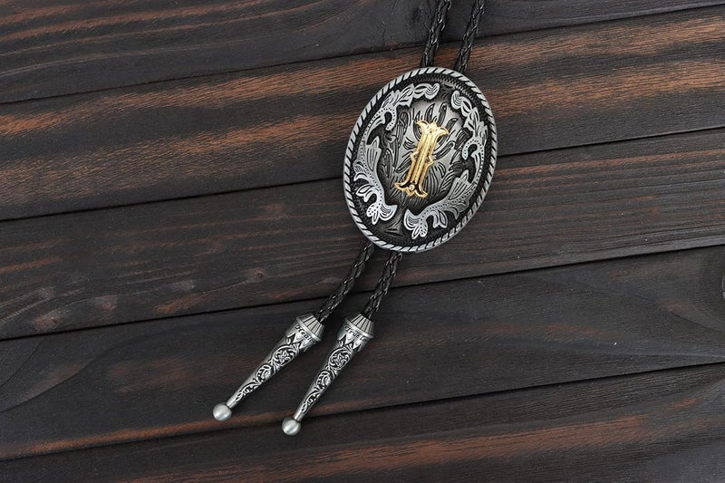 Wentur Bolo Tie for Men - Western Bolo Ties Alphabet Initial Letter ABCDJMR to Z - Western Cowboy Bolo Tie for Women Cowgirl - Image 2